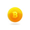 Golden Bitcoin. Crypto currency blockchain coin. Bitcoin symbol isolated on white background. Royalty Free Stock Photo