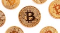 Golden Bitcoin Cryptocurrency Coins Representing Digital Transactions and Modern Financial Concepts Royalty Free Stock Photo