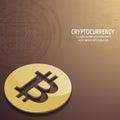 Golden bitcoin crytocurrency digital, vector.