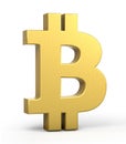 Golden bitcoin Currency Icon Isolated, 3D gold bitcoin symbol with white background, 3D rendering, 3D illustration Royalty Free Stock Photo