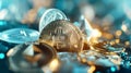 Golden Bitcoin on a Digital Circuit Board