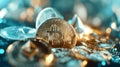 Golden Bitcoin on a Digital Circuit Board