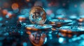 Golden Bitcoin on a Digital Circuit Board