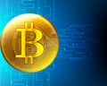 Golden bitcoin digital cryptocurrency financial concept