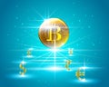 Golden bitcoin digital cryptocurrency financial concept.Money exchange.