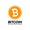 Golden bitcoin digital currency, accepted here text