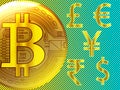 Golden bitcoin digital exchange cryptocurrency. Money exchange