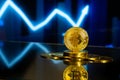 Golden bitcoin growing stock trading price line