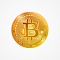 Golden bitcoin icon isolated on white background. Realistic vector illustration. Royalty Free Stock Photo
