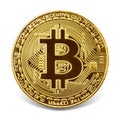 Golden bitcoin isolated on the white background.