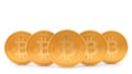 Golden bitcoin isolated on white background,3D rendering Royalty Free Stock Photo