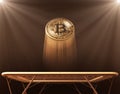 Golden Bitcoin Jumps On The Trampoline Royalty Free Stock Photo