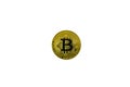 Golden bitcoin lie isolated on white background Royalty Free Stock Photo