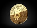 Golden Bitcoin Satoshi Vision Bitcoin SV or BSV cryptocurrency physical concept coin isolated on black background. 3D rendering Royalty Free Stock Photo