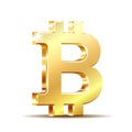 Golden bitcoin sign. Crypto currency golden bitcoin symbol