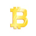 Golden bitcoin BTC symbol on white background. World finance investment concept. Exchange Crypto currency Money banking Royalty Free Stock Photo
