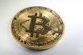 Golden Bitcoin With White Background High Quality