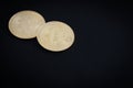 Golden bitcoins on black background Royalty Free Stock Photo