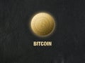 Golden bitcoins on black leather background Royalty Free Stock Photo