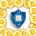 Golden Bitcoins Cover White Centre Protection Shield