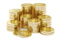 Golden Bitcoins, 3D rendering