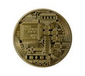 Golden Bitcoins (digital virtual money) isolated