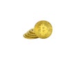 Golden bitcoins with isolate.