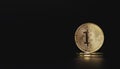 Golden bitcoins stacking on black background with copy space, Digital block chain and crypto currency exchange concept Royalty Free Stock Photo