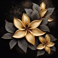 Golden And Black Abstract Flower Designs: Exotic And Elegant Realism