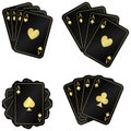 4 golden black ace. Set cards Royalty Free Stock Photo