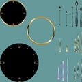 Golden and black anbstract elegant watch face design collection set collection pack illustration