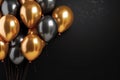 golden and black balloons Isolated on a black background