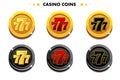 Golden and black Coins 777, casino game symbols