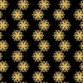 Golden black flower garland, fantasy flower perfecting shimmer glitter seamless pattern f