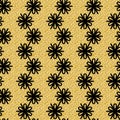 Golden black flower garland, fantasy flower perfecting shimmer seamless pattern for textile and design