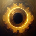 Golden Black Hole Blackhole The Event Horizon Abstract Singularity Painting Circle Ring Generative AI Royalty Free Stock Photo