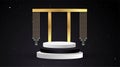 Golden black luxury stage and podium, for winner or product, clean minimal abstract geometric background popular concept