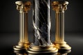 Golden And Black Marble Classic, Modern, Luxury Columns. Pillar Background With Display. Generative AI Royalty Free Stock Photo