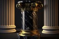 Golden And Black Marble Classic, Modern, Luxury Columns. Pillar Background With Display. Generative Ai Royalty Free Stock Photo
