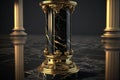 Golden And Black Marble Classic, Modern, Luxury Columns. Pillar Background With Display. Generative AI Royalty Free Stock Photo