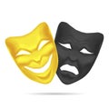 Golden and Black Mask Theatre. Vector