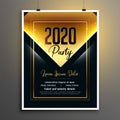 Golden black 2020 new year party flyer template design