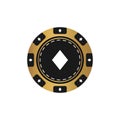 Golden and black poker chip diamond. Token on white background. Vector illustration for card, casino, game design, web Royalty Free Stock Photo