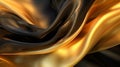 Golden and black transparent fabric abstract background. Ai generative
