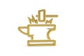 Golden blacksmithing icon isolated on white - 3d