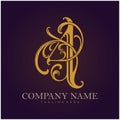 Golden blooms beauty A letter monogram logo