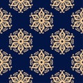 Golden blue floral seamless pattern