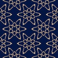 Golden blue floral seamless pattern