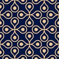 Golden blue geometric ornament. Seamless pattern