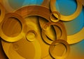 Golden and blue glossy circles abstract tech background Royalty Free Stock Photo